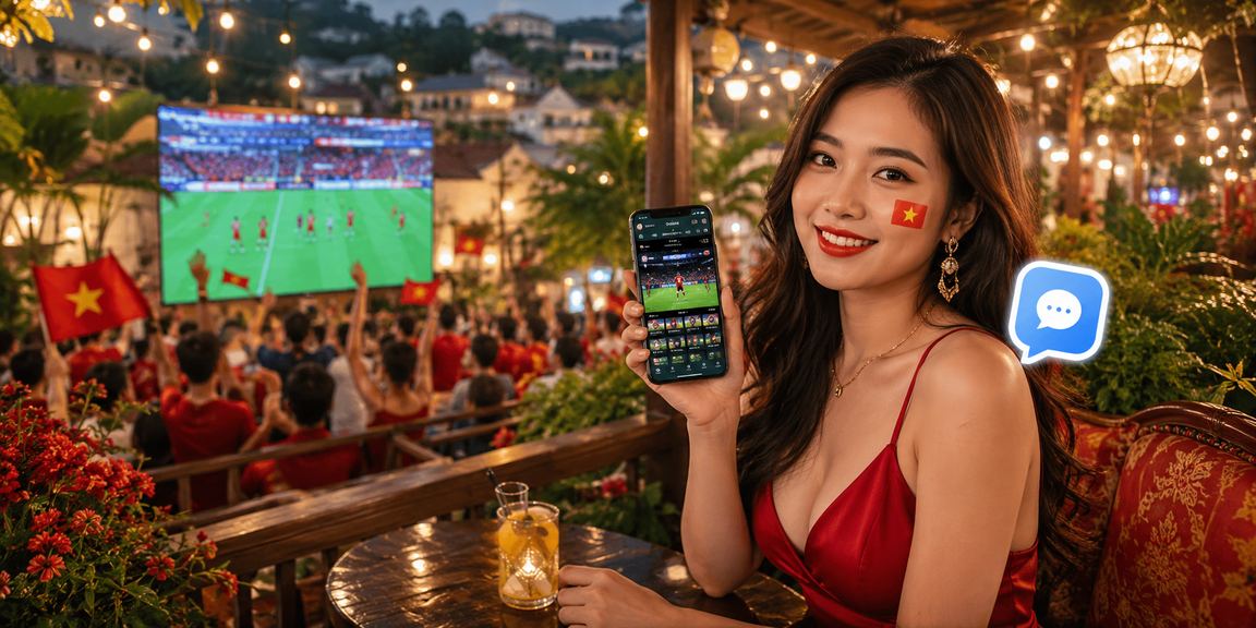 Người chơi casino trên điện thoại di động tại quán cà phê Đà Lạt buổi chiều